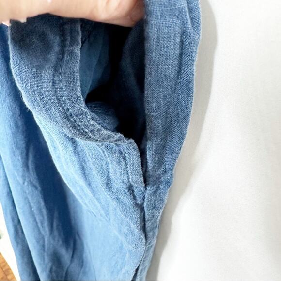 CLOTH & STONE Linen Wide Leg Cropped Jumpsuit Navy in Small - Picture 4 of 6